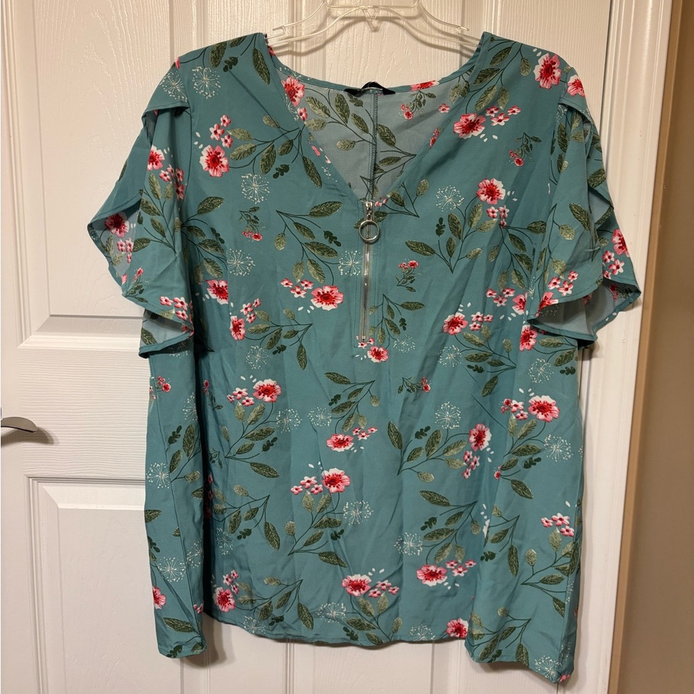 BloomChic Teal Floral Blouse